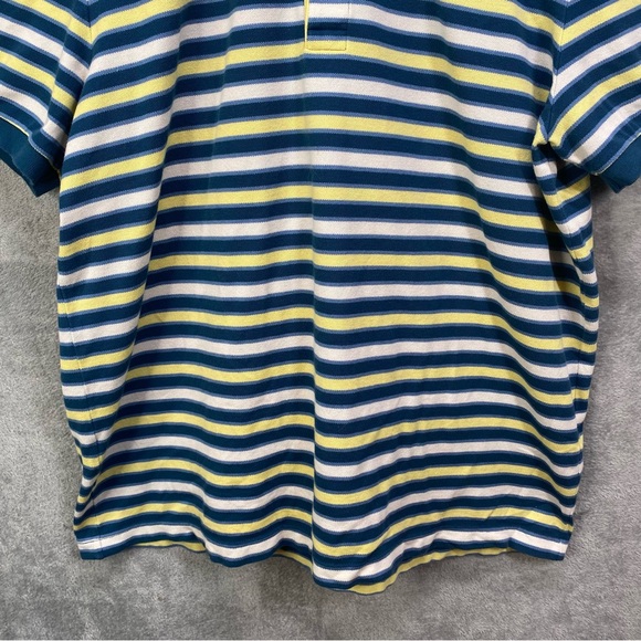 Vintage Y2k Lacoste Striped Polo Shirt Classic Fit Teal Yellow‎ Casual Preppy XL - Picture 5 of 13